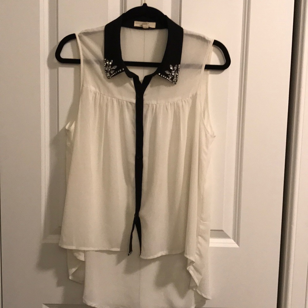 sheer white button up